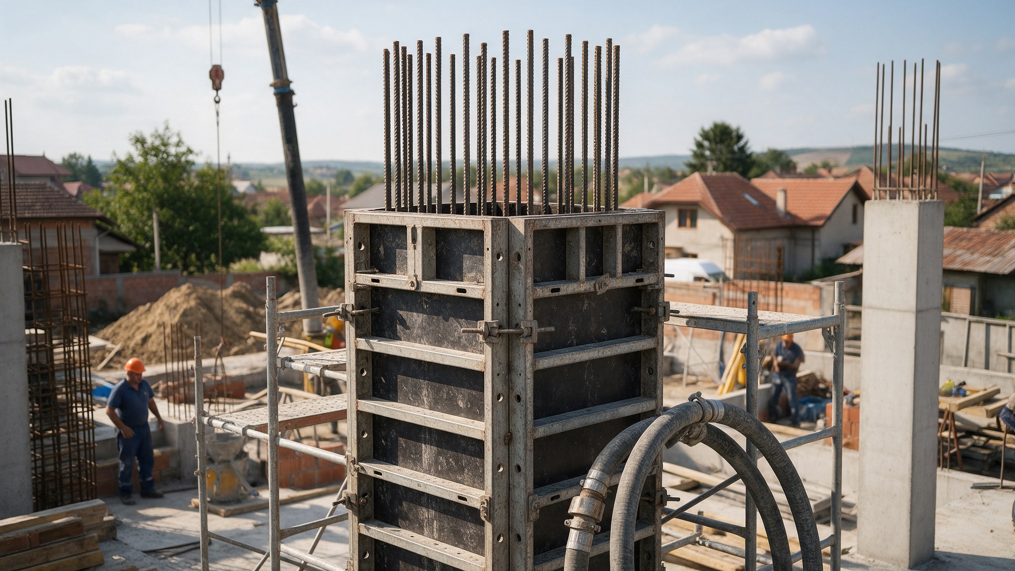 Stâlp de 4 m turnat în două etape — unde lași etrierii